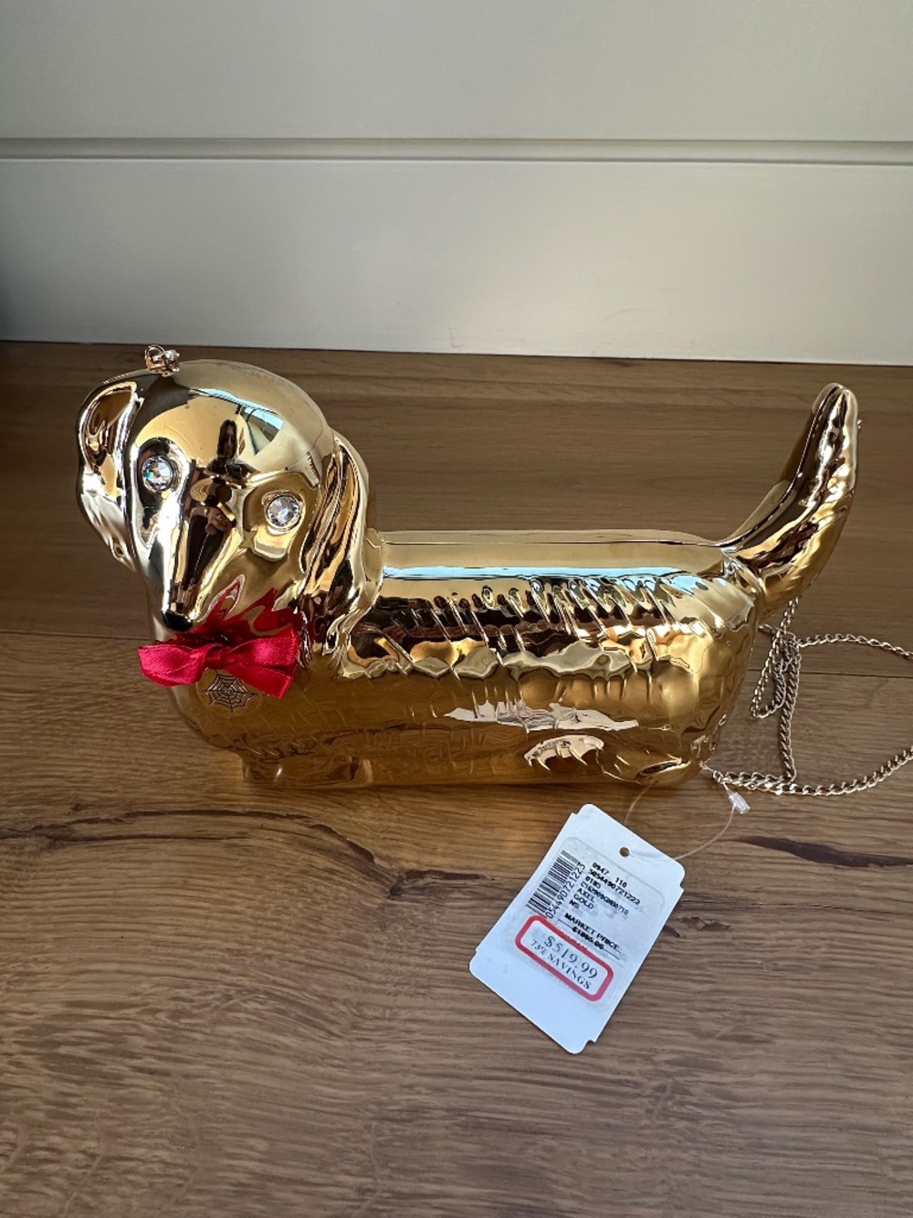 Charlotte Olympia Gold Mini Dachshund  Bag